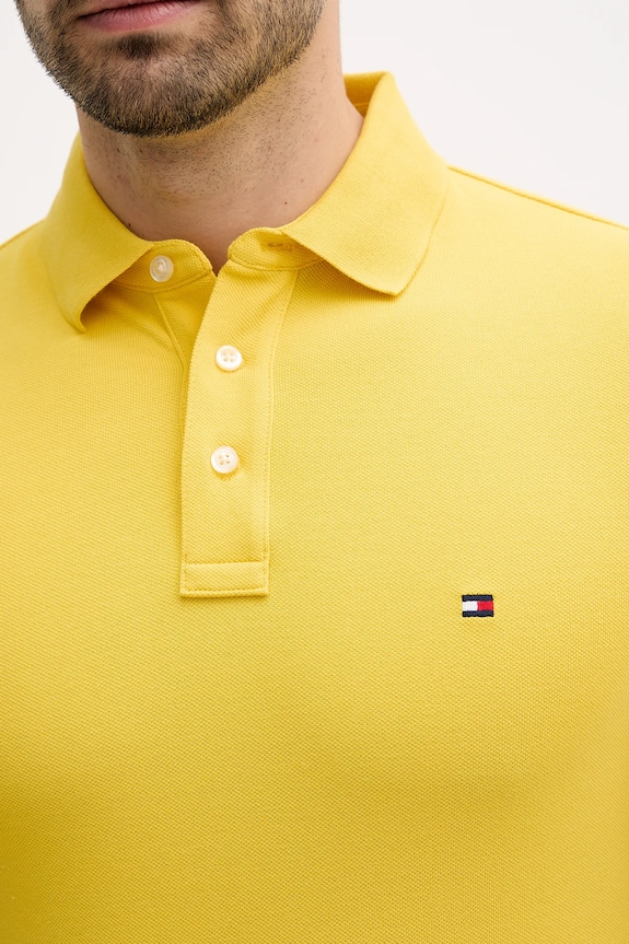 Tommy Hilfiger polo bavlněné s elastanem MW0MW17771. žlutá