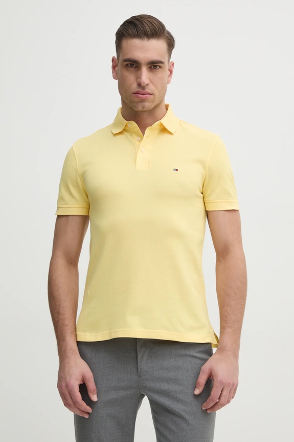 Tommy Hilfiger polo bawełniane z elastanem z elastanem żółty MW0MW17771.