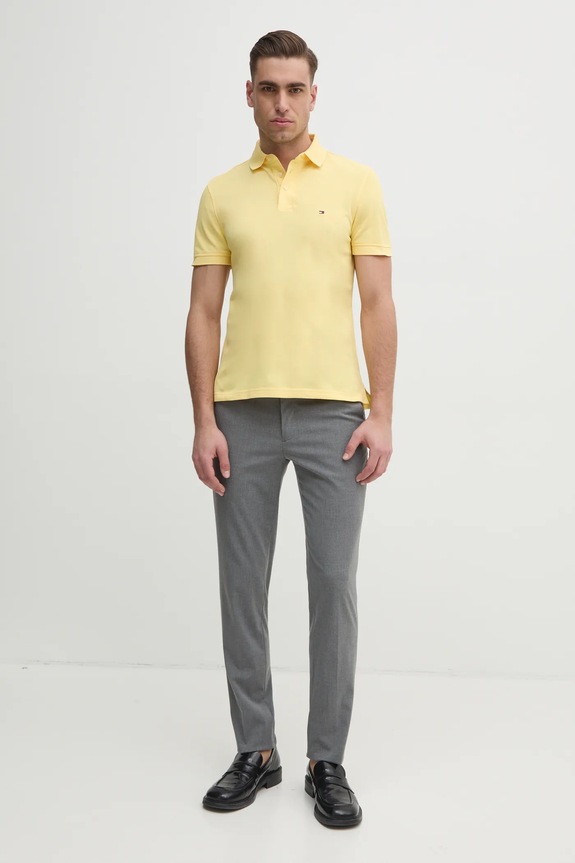 Tommy Hilfiger polo bawełniane z elastanem MW0MW17771. żółty SS26
