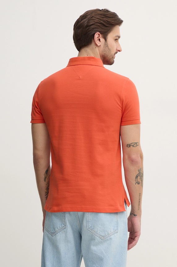 Odzież Tommy Hilfiger polo bawełniane z elastanem MW0MW17771. pomarańczowy