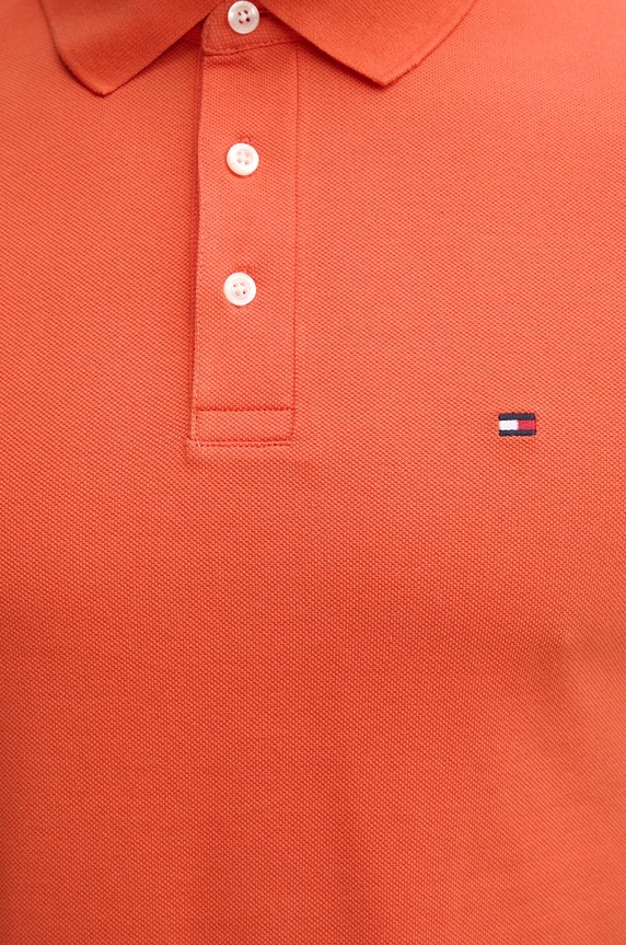 Tommy Hilfiger polo bawełniane z elastanem MW0MW17771. pomarańczowy