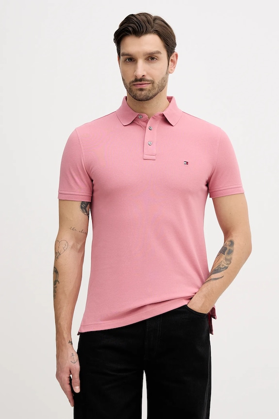 Tommy Hilfiger polo bawełniane z elastanem różowy MW0MW17771.