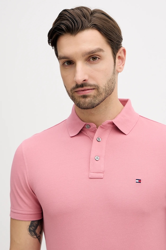 Tommy Hilfiger polo bawełniane z elastanem różowy MW0MW17771.