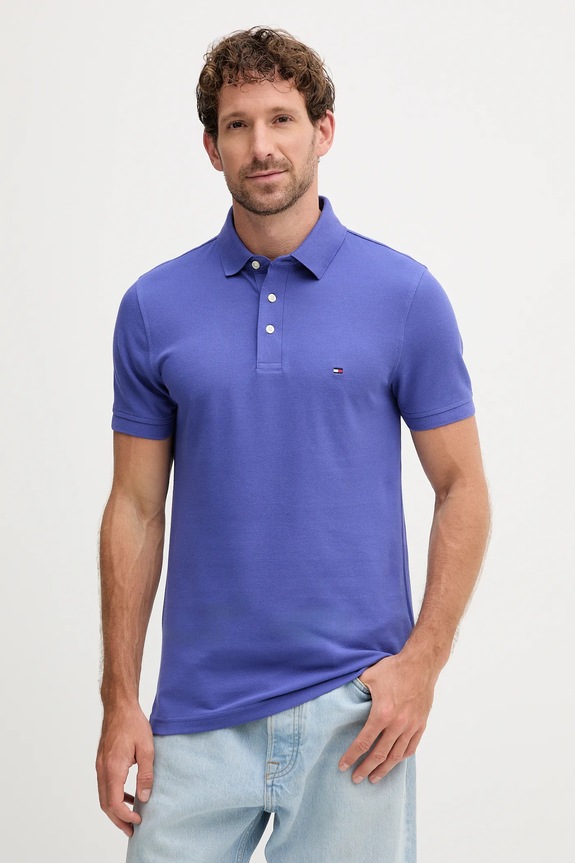 Tommy Hilfiger polo bawełniane z elastanem z elastanem fioletowy MW0MW17771.