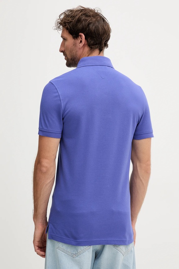 Tommy Hilfiger polo bawełniane z elastanem MW0MW17771. fioletowy SS26