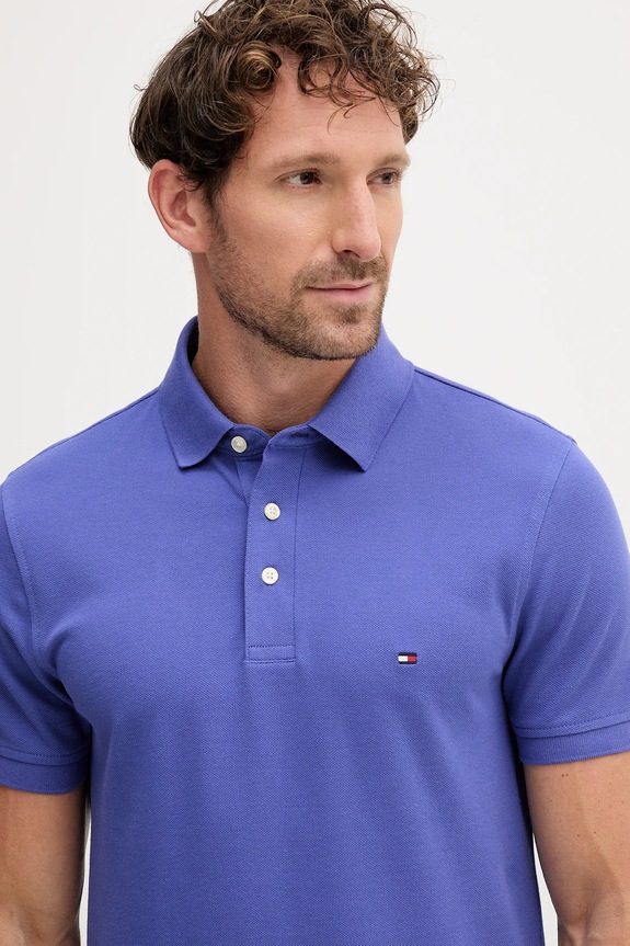 Odzież Tommy Hilfiger polo bawełniane z elastanem MW0MW17771. fioletowy