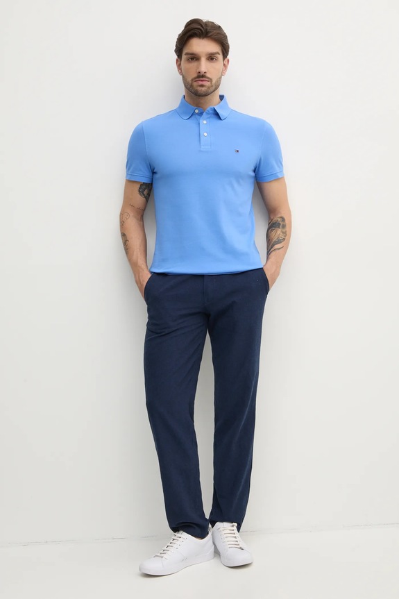 Tommy Hilfiger polo bawełniane z elastanem MW0MW17771. fioletowy SS26