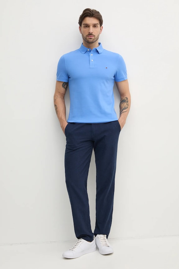 Tommy Hilfiger polo bawełniane z elastanem MW0MW17771. fioletowy SS26