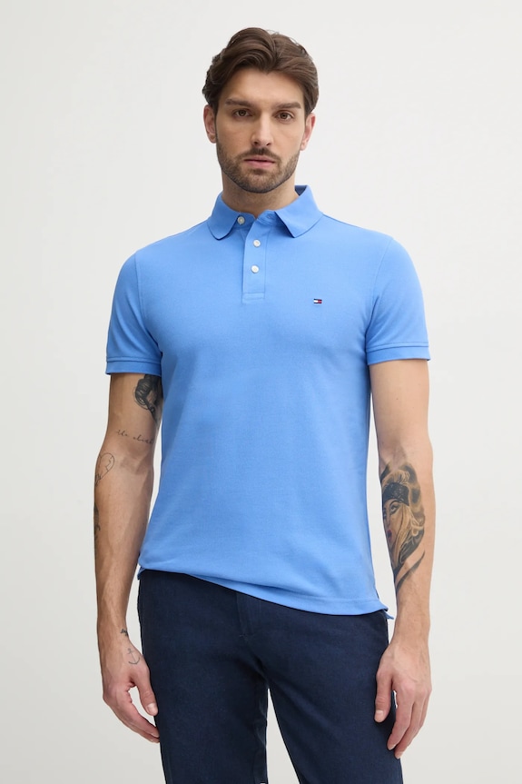 Tommy Hilfiger polo bawełniane z elastanem fioletowy MW0MW17771.