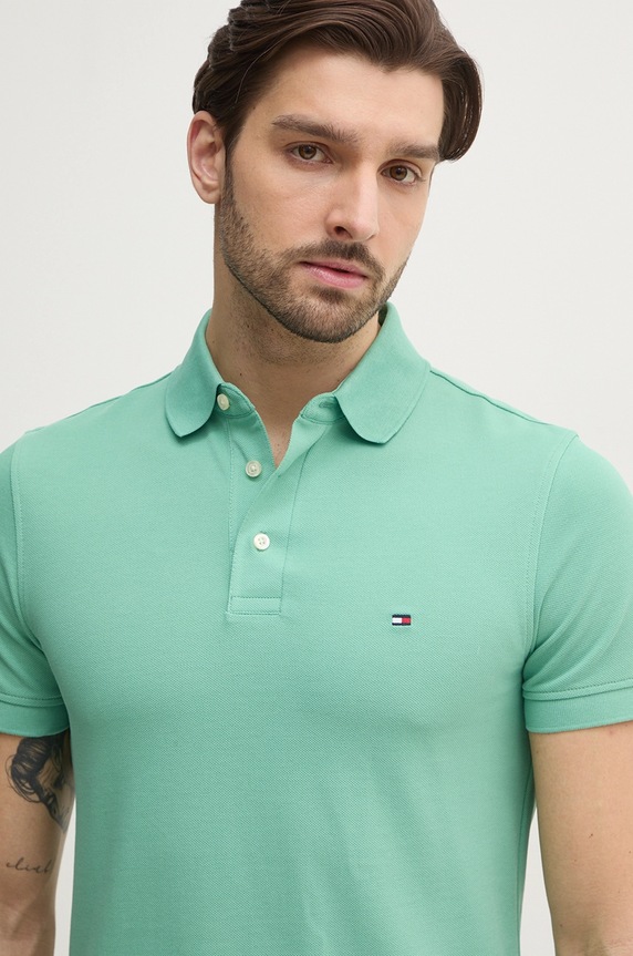 Tommy Hilfiger polo bawełniane z elastanem zielony MW0MW17771.