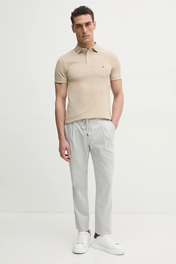 Tommy Hilfiger πόλο βαμβάκι με ελαστάν MW0MW17771. μπεζ SS26