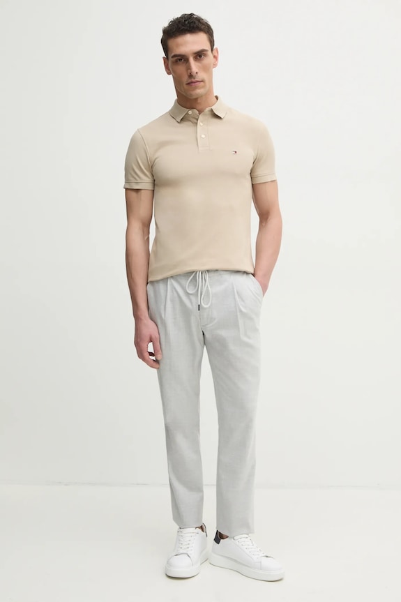 Tommy Hilfiger πόλο βαμβάκι με ελαστάν MW0MW17771. μπεζ SS26