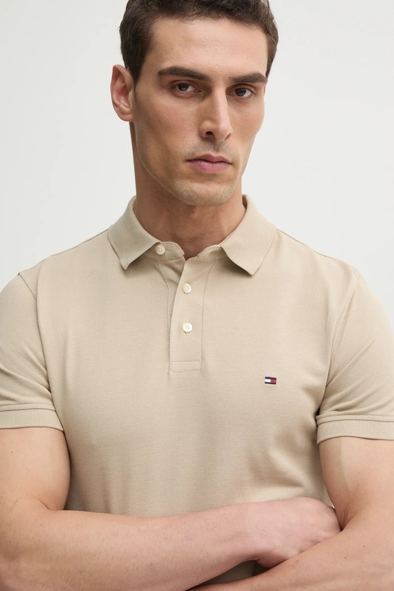 Tommy Hilfiger πόλο βαμβάκι με ελαστάν μπεζ MW0MW17771.