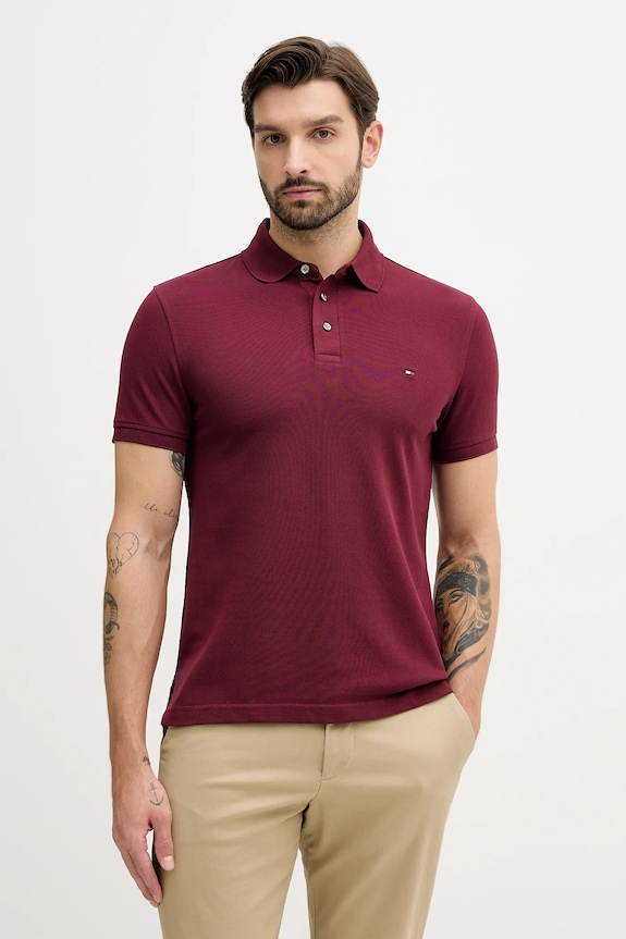 Tommy Hilfiger πόλο βαμβάκι με ελαστάν μπορντό MW0MW17771.