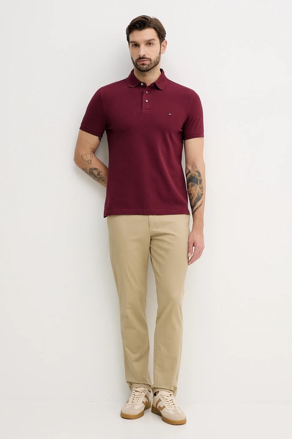 Tommy Hilfiger πόλο βαμβάκι με ελαστάν MW0MW17771. μπορντό SS26