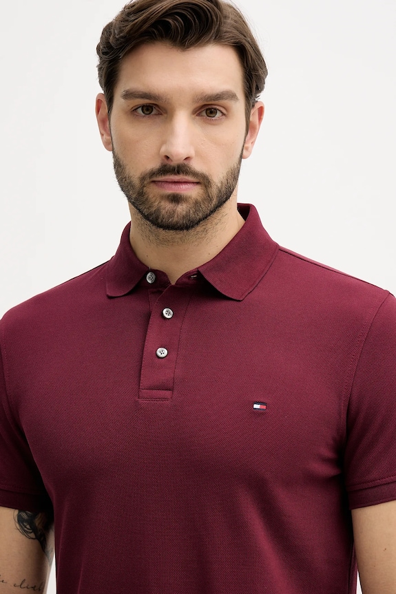 Tommy Hilfiger πόλο βαμβάκι με ελαστάν μπορντό MW0MW17771.