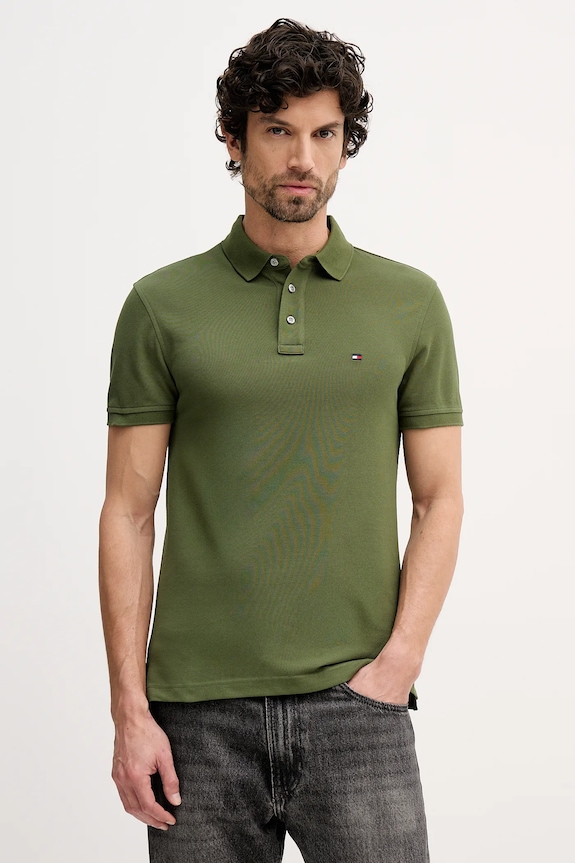 Tommy Hilfiger polo bawełniane z elastanem zielony MW0MW17771.