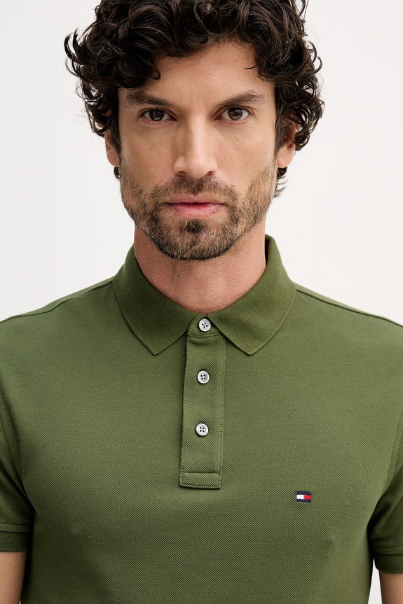 Tommy Hilfiger polo bawełniane z elastanem zielony MW0MW17771.