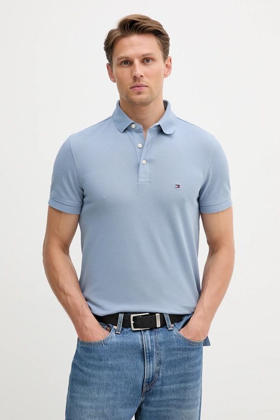 Tommy Hilfiger polo bawełniane z elastanem z elastanem niebieski MW0MW17771.