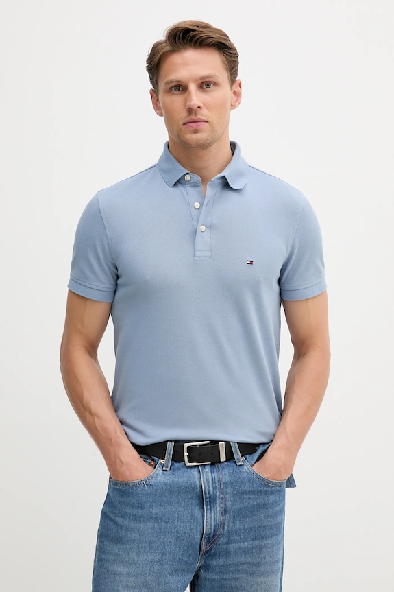 Tommy Hilfiger polo bawełniane z elastanem z elastanem niebieski MW0MW17771.