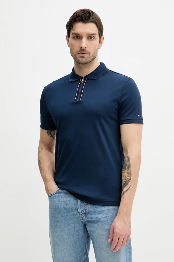 Bavlnené polo tričko Tommy Hilfiger jednofarebný tmavomodrá MW0MW38487