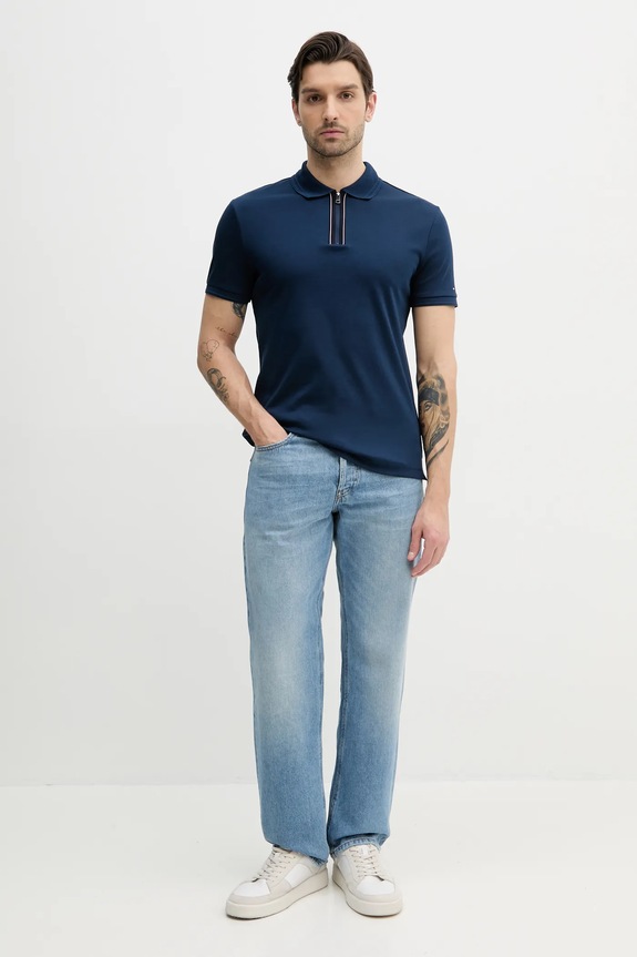 Bavlnené polo tričko Tommy Hilfiger MW0MW38487 tmavomodrá SS25