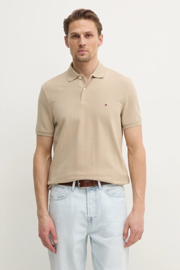 Tommy Hilfiger polo z elastanem beżowy MW0MW38951