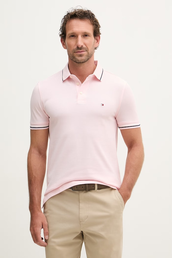 Tommy Hilfiger tricou bărbați bumbac roz MW0MW39993