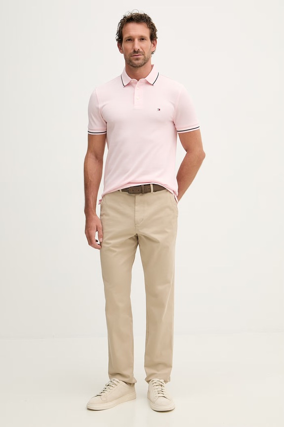 Tommy Hilfiger tricou bărbați bumbac MW0MW39993 roz SS26