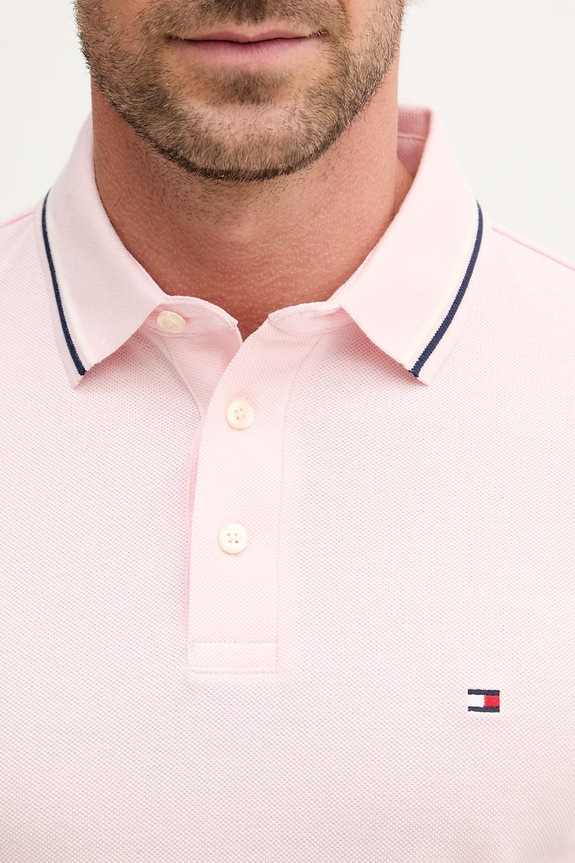 Tommy Hilfiger tricou bărbați bumbac MW0MW39993 roz