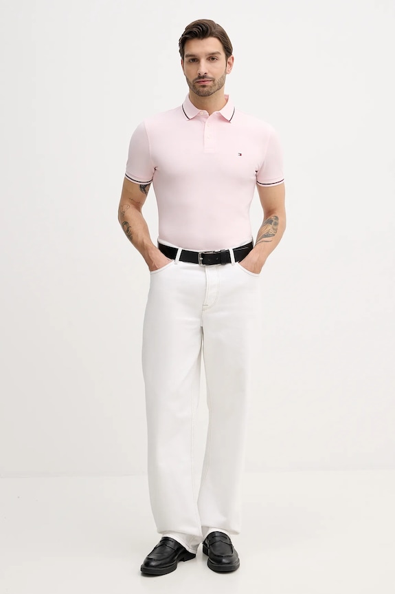 Tommy Hilfiger tričko pánske bavlnené MW0MW39993 ružová SS26