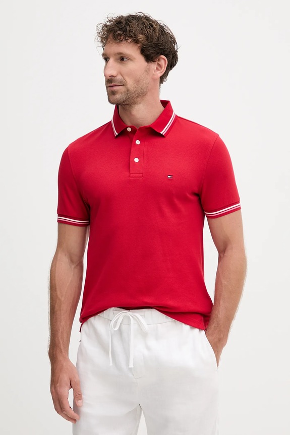 Tommy Hilfiger majica za muškarce od pamuka crvena MW0MW39993