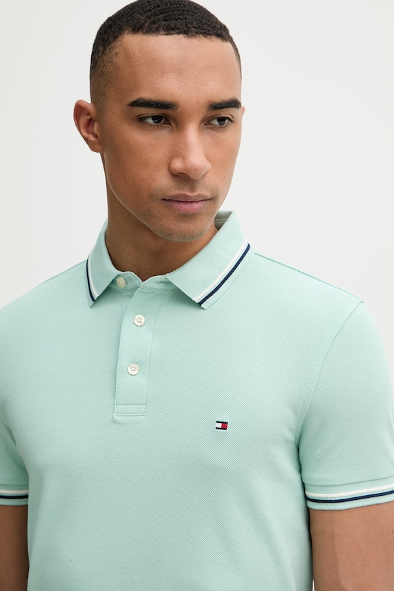 Tommy Hilfiger pánské bavlněné tričko tyrkysová MW0MW39993