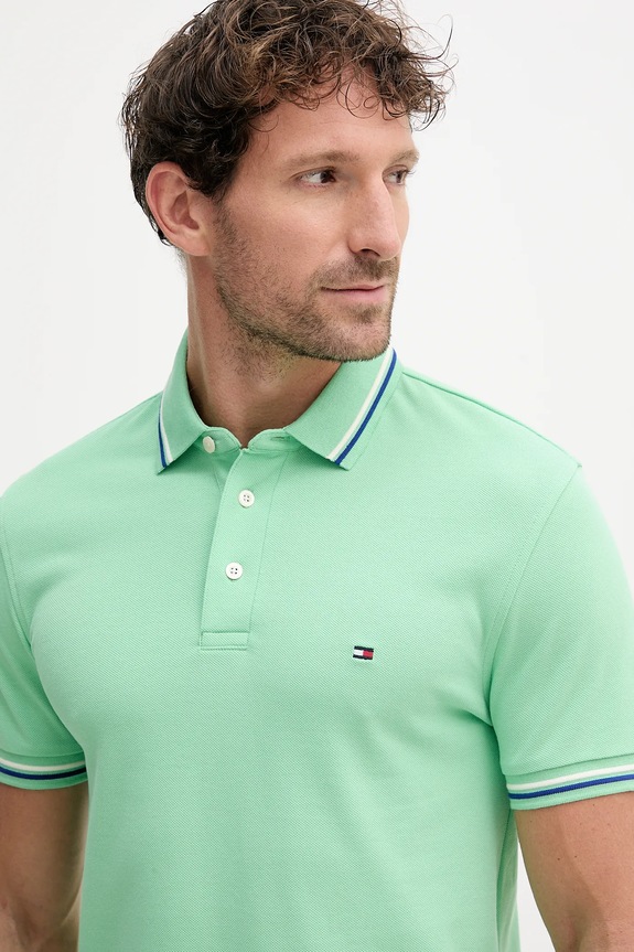 Ρούχα Tommy Hilfiger t-shirt Ανδρικό βαμβακερό MW0MW39993 πράσινο