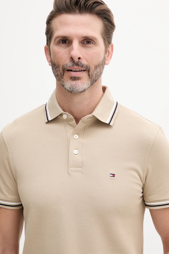 Odjeća Tommy Hilfiger majica muška pamučna MW0MW39993 bež
