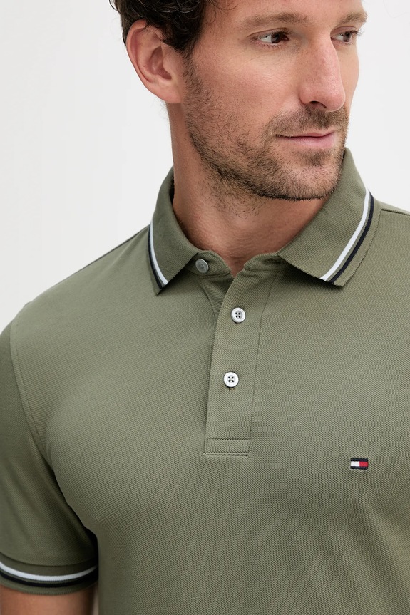 Ρούχα Tommy Hilfiger t-shirt Ανδρικό βαμβακερό MW0MW39993 πράσινο