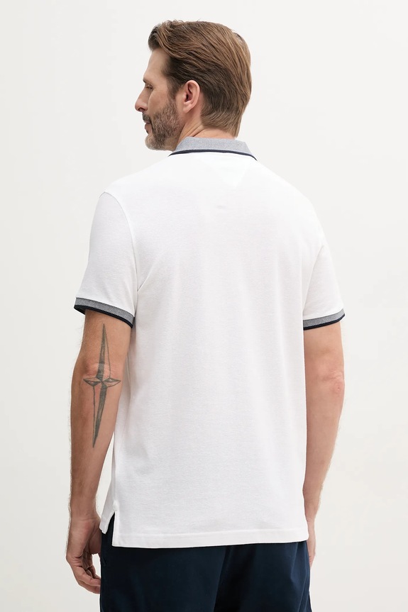 Odjeća Tommy Hilfiger polo muški s dodatkom lana MW0MW33140 bijela