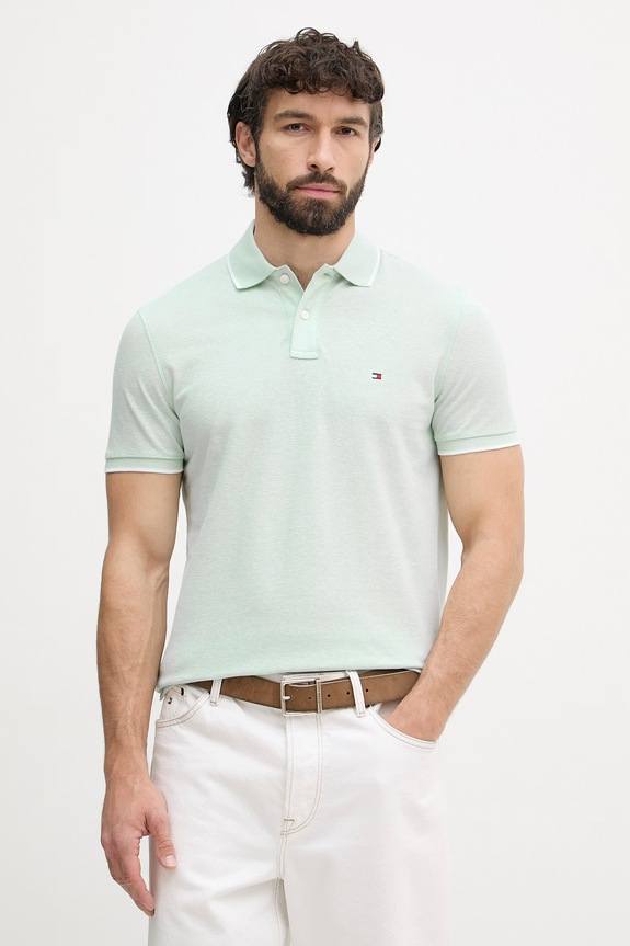 Tommy Hilfiger polo masculin cu amestec de in turcoaz MW0MW33140