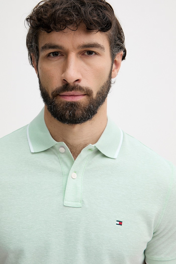 Tommy Hilfiger polo masculin cu amestec de in turcoaz MW0MW33140
