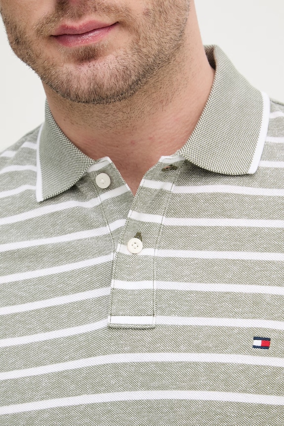 Tommy Hilfiger polo tričko pánske s prímesou ľanu MW0MW33140 zelená