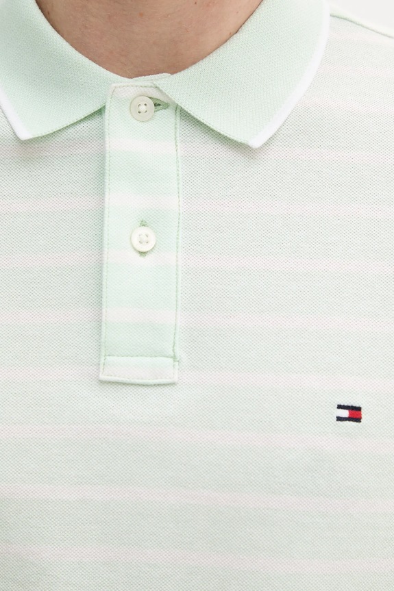 Tommy Hilfiger polo tričko pánske s prímesou ľanu zelená MW0MW33140