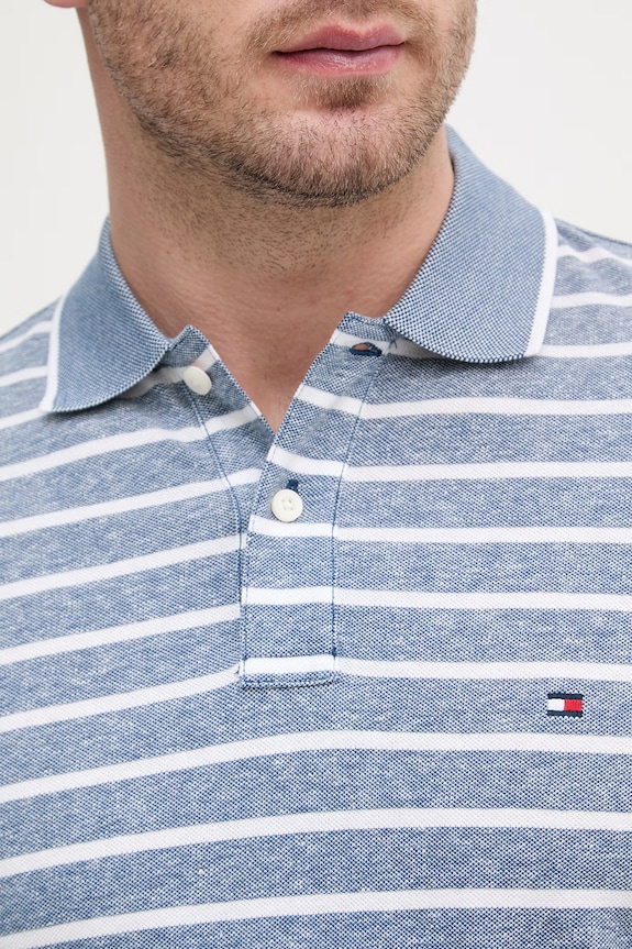 Tommy Hilfiger polo tričko pánske s prímesou ľanu MW0MW33140 modrá