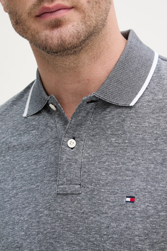 Tommy Hilfiger polo bărbătesc cu amestec de in MW0MW33140 negru