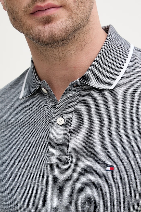 Tommy Hilfiger polo bărbătesc cu amestec de in MW0MW33140 negru
