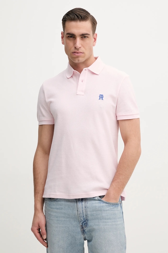 Pamučna polo majica Tommy Hilfiger Planet friendly roza MW0MW33167