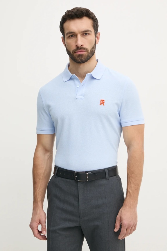 Βαμβακερό μπλουζάκι πόλο Tommy Hilfiger βαμβάκι μπλε MW0MW33167