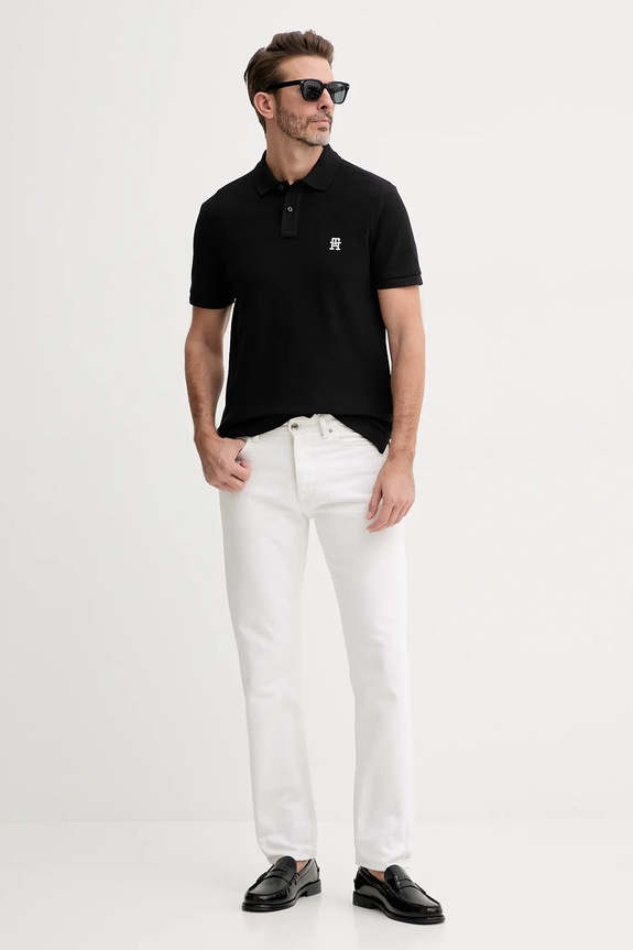 Bavlnené polo tričko Tommy Hilfiger MW0MW33167 čierna AW25
