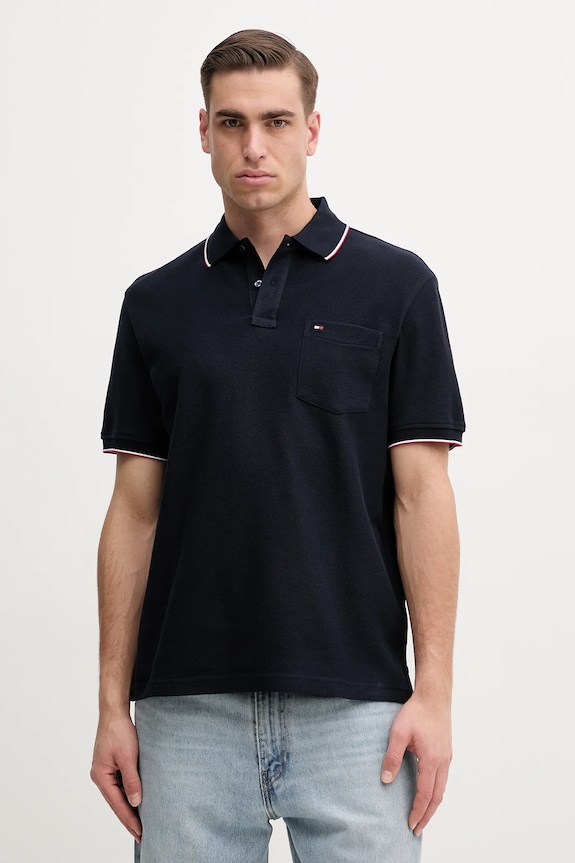 Bavlnené polo tričko Tommy Hilfiger jednofarebný tmavomodrá MW0MW38457