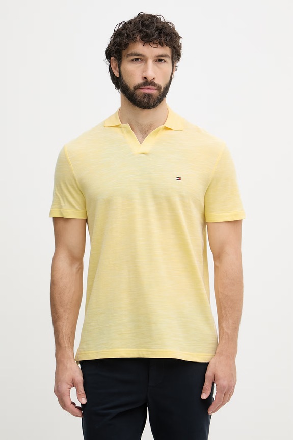 Tommy Hilfiger polo tričko pánske bavlnené žltá MW0MW38482