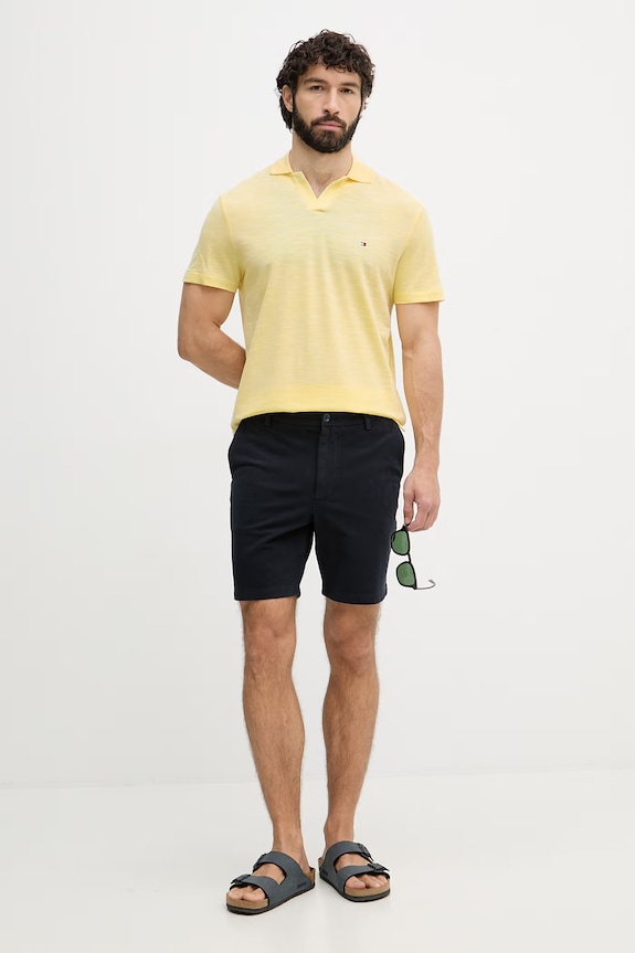 Tommy Hilfiger polo tričko pánske bavlnené MW0MW38482 žltá SS26